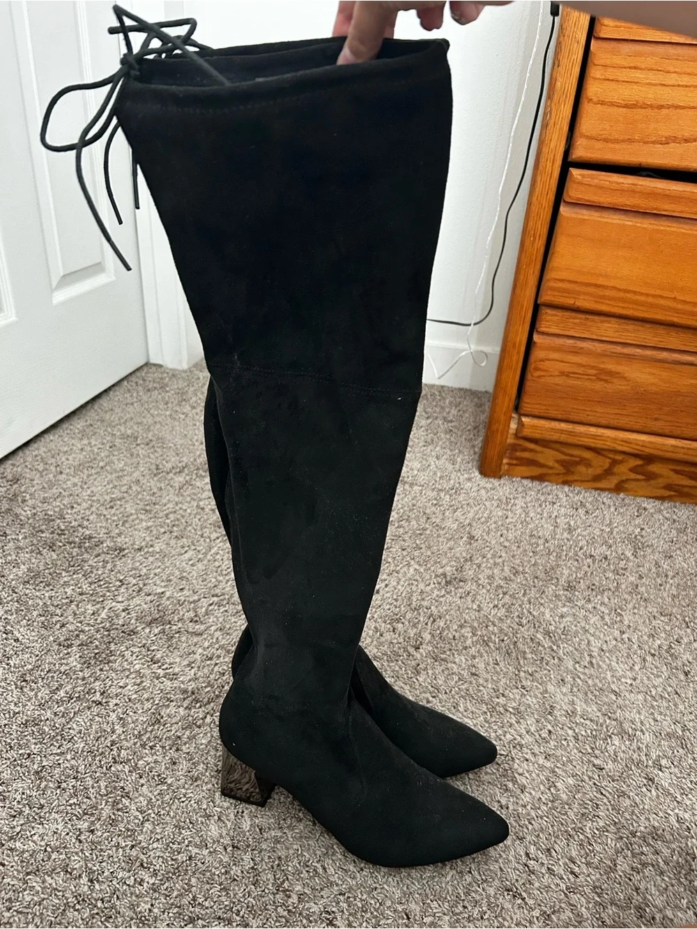 Women's Over-the-Knee Pointed Toe Boots in Black
